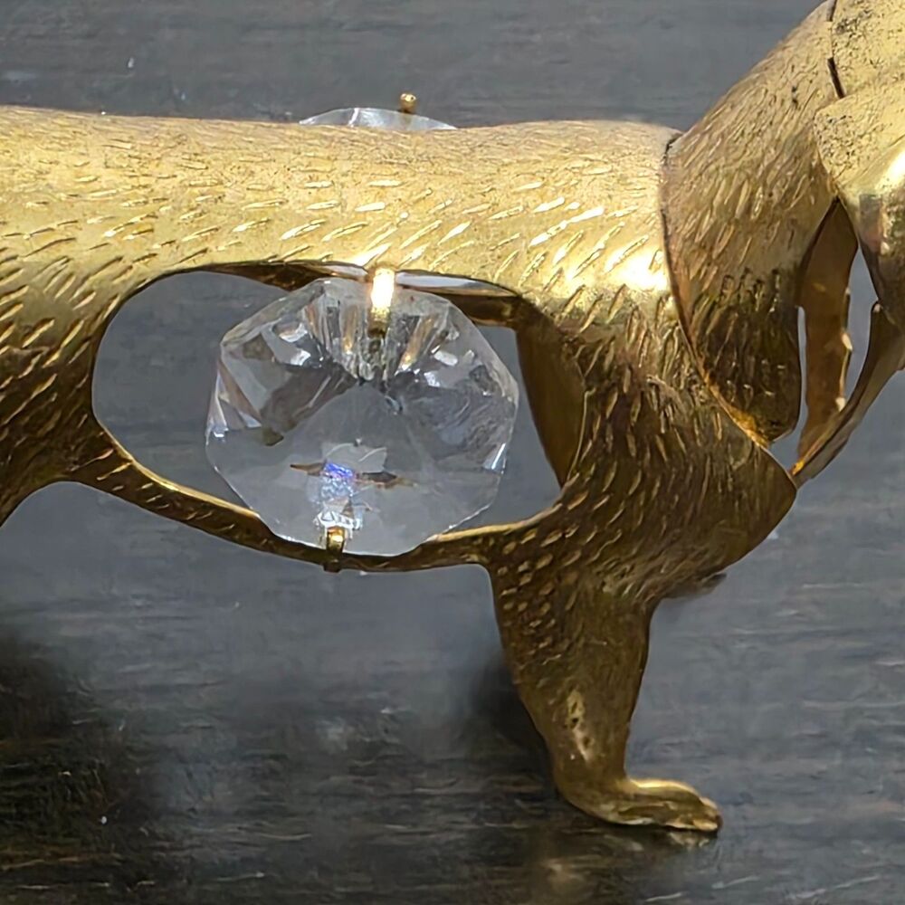 Dog Mini Figurine Gold Plated Swarovski Crystal Elements 3"W - Picture 10 of 12